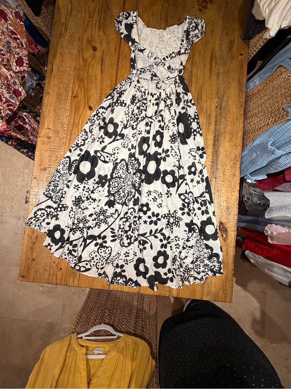 Free People Black & White Floral Off-Shoulder Maxi Dress - Picture 9 of 13